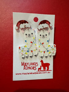 Alpaca Christmas Earrings